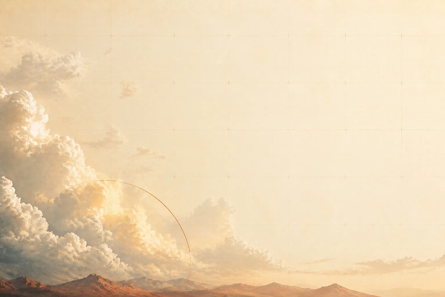 Sunlit clouds above a wide horizon