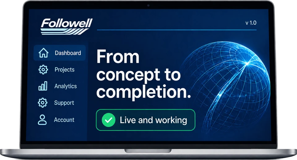 Completed application on a laptop, from concept to completion, live and working